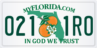 FL license plate 0211RO