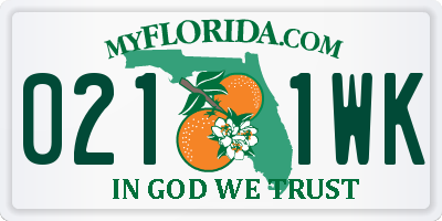 FL license plate 0211WK