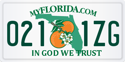 FL license plate 0211ZG