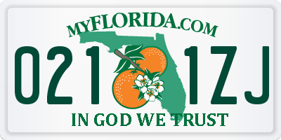 FL license plate 0211ZJ