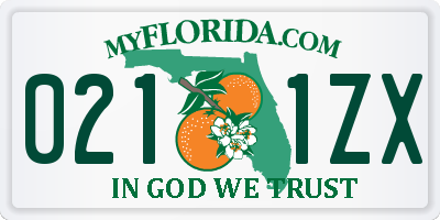 FL license plate 0211ZX