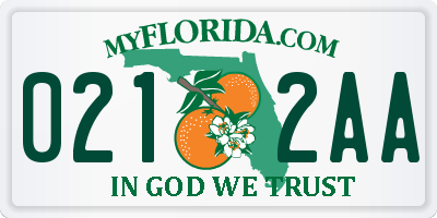 FL license plate 0212AA