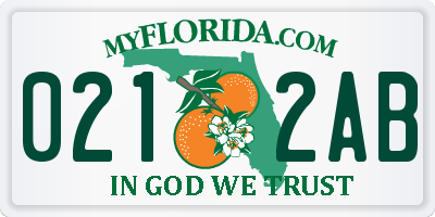 FL license plate 0212AB