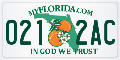 FL license plate 0212AC