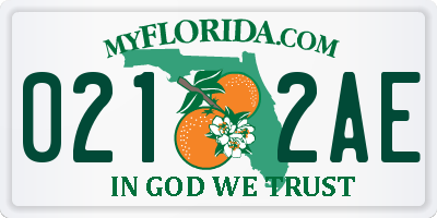 FL license plate 0212AE