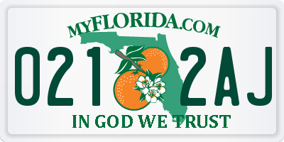 FL license plate 0212AJ