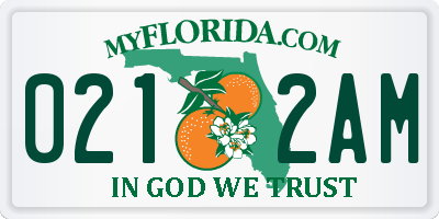 FL license plate 0212AM