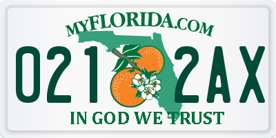 FL license plate 0212AX