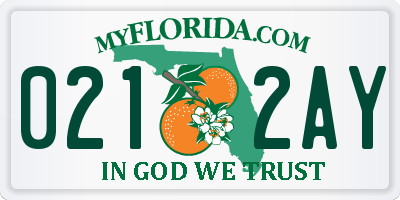 FL license plate 0212AY