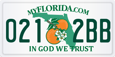 FL license plate 0212BB