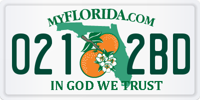 FL license plate 0212BD