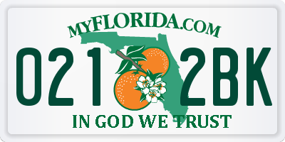 FL license plate 0212BK