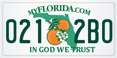 FL license plate 0212BO