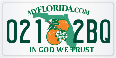 FL license plate 0212BQ