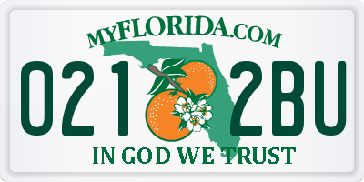 FL license plate 0212BU
