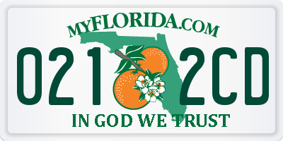 FL license plate 0212CD