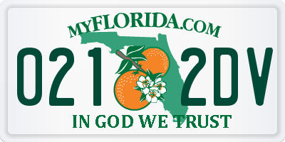 FL license plate 0212DV
