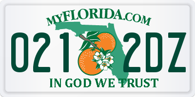 FL license plate 0212DZ