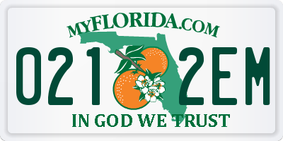 FL license plate 0212EM