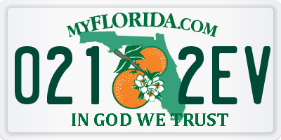 FL license plate 0212EV