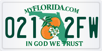 FL license plate 0212FW