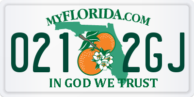 FL license plate 0212GJ