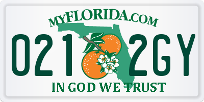 FL license plate 0212GY