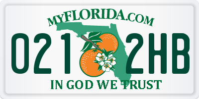 FL license plate 0212HB