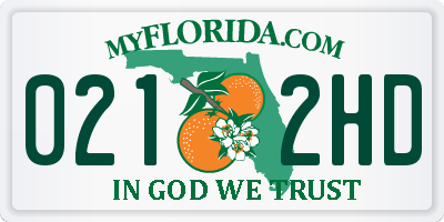 FL license plate 0212HD