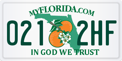 FL license plate 0212HF