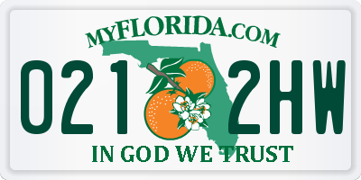 FL license plate 0212HW