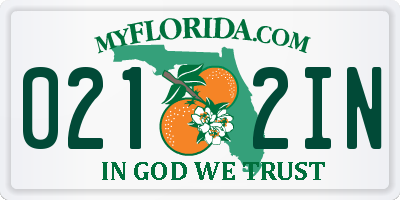 FL license plate 0212IN