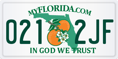 FL license plate 0212JF