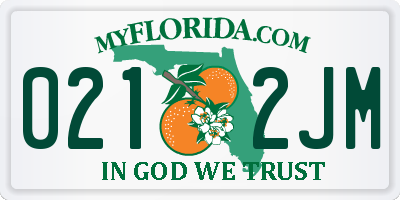 FL license plate 0212JM