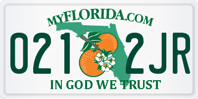 FL license plate 0212JR