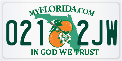 FL license plate 0212JW