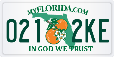 FL license plate 0212KE