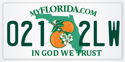 FL license plate 0212LW