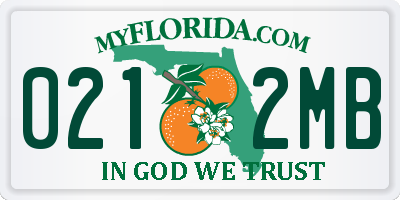FL license plate 0212MB