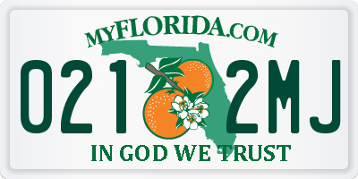 FL license plate 0212MJ