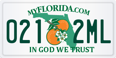 FL license plate 0212ML