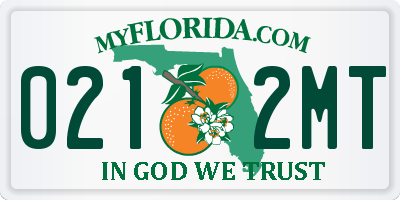 FL license plate 0212MT