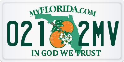 FL license plate 0212MV