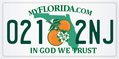 FL license plate 0212NJ