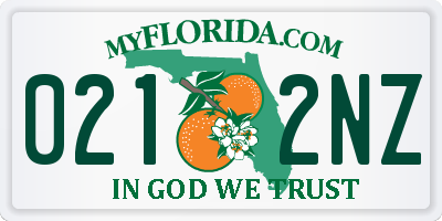 FL license plate 0212NZ
