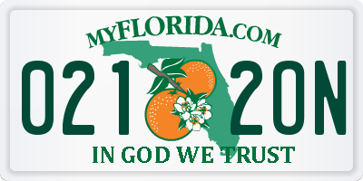 FL license plate 0212ON