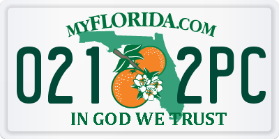 FL license plate 0212PC