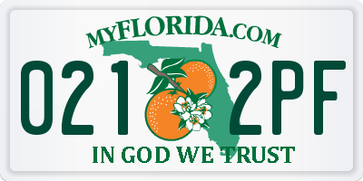 FL license plate 0212PF