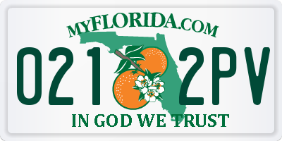 FL license plate 0212PV
