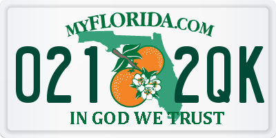 FL license plate 0212QK